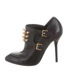 $1195 Gucci Ankle booties Black Nappa Charlotte Boots Sz 38 gold grommets